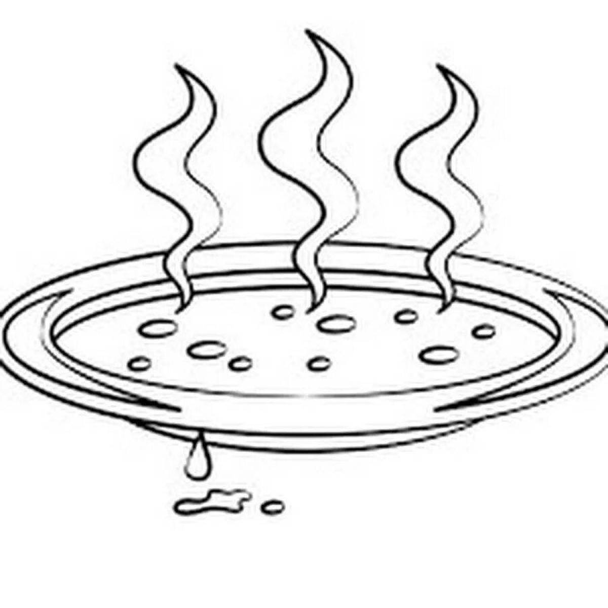 Playful soup plate coloring page