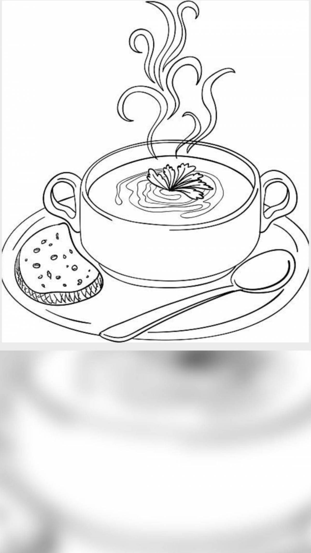 Animated soup plate coloring page
