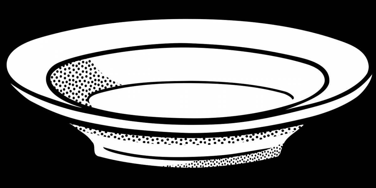 Attractive soup plate coloring page