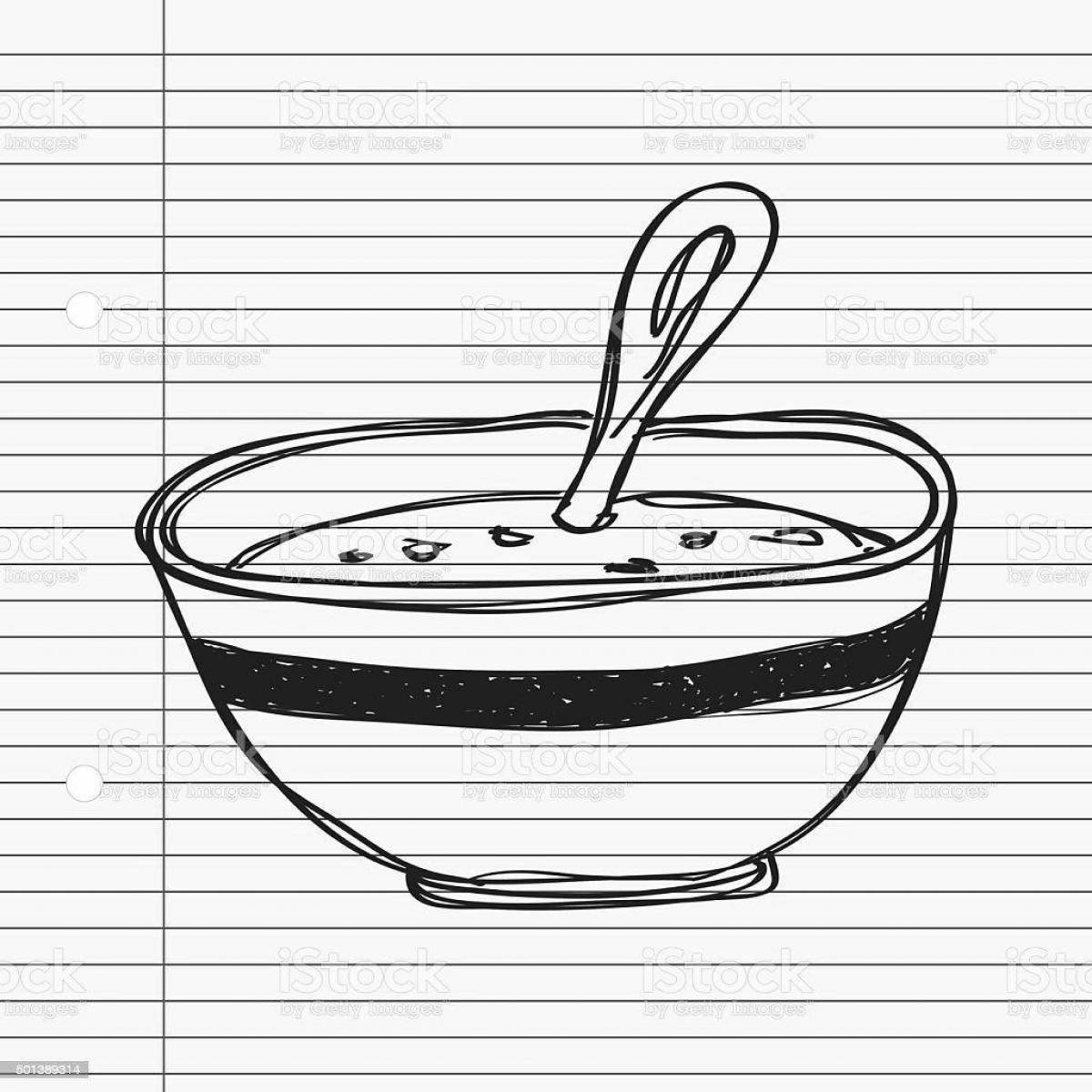 Photo Adorable soup bowl coloring page