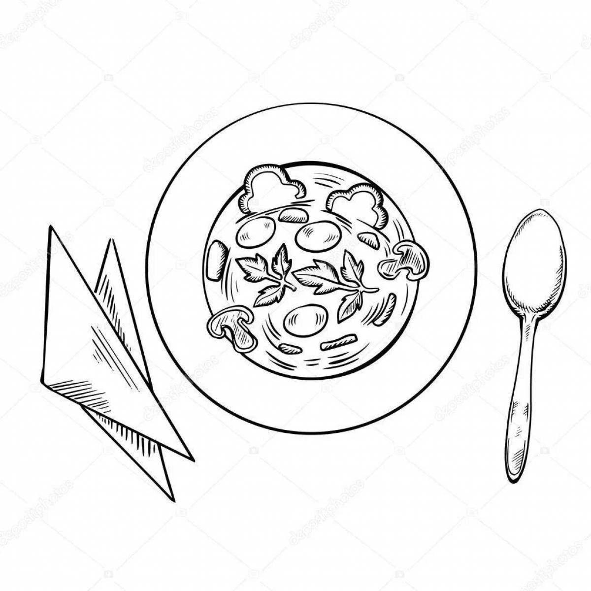 Cute soup bowl coloring page