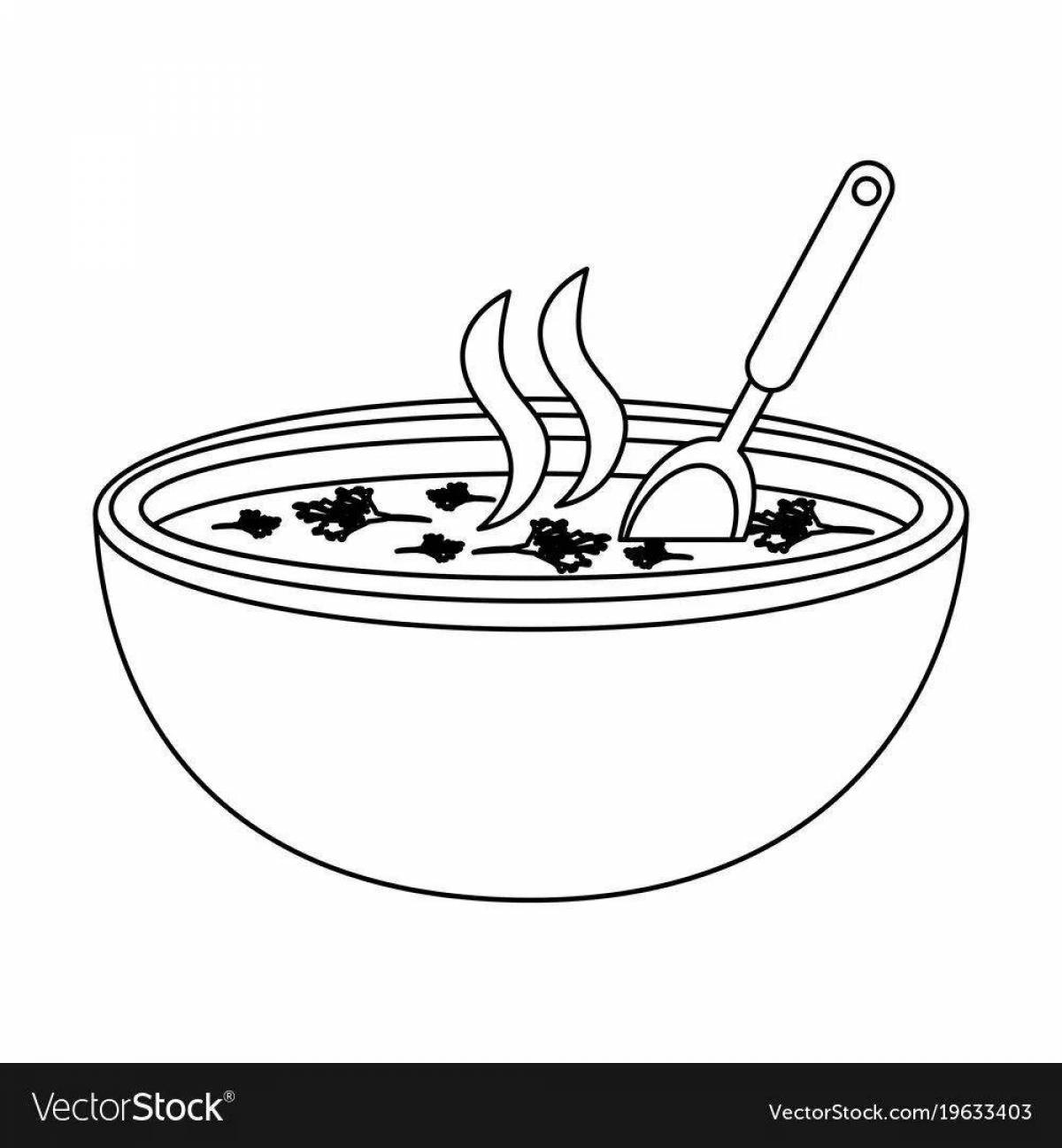 Modern soup plate coloring page