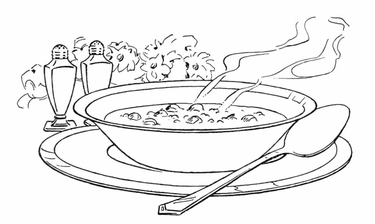Inspirational soup plate coloring page