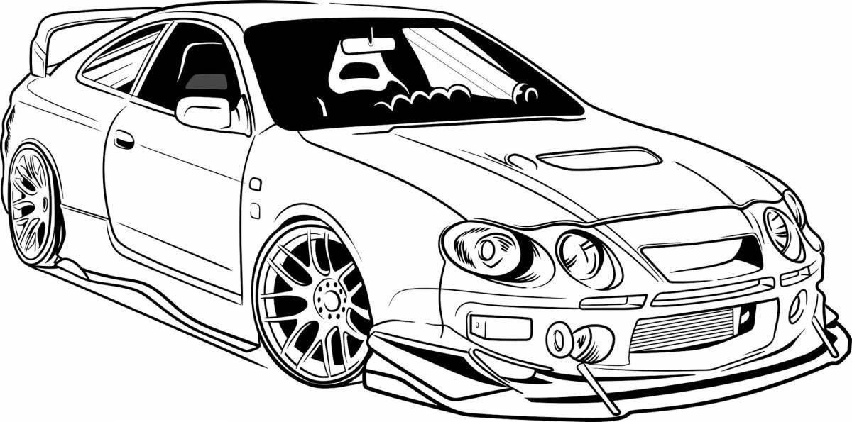 Colorful toyota crown coloring page