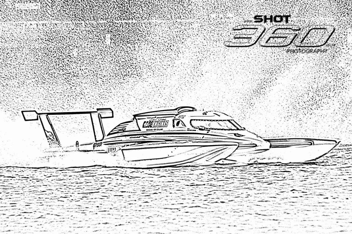 Coloring page of the police boat