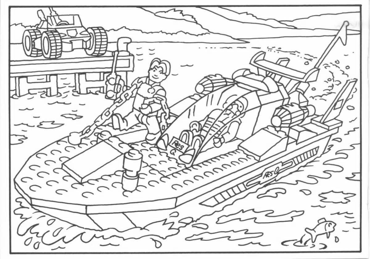 Luxury police boat coloring page