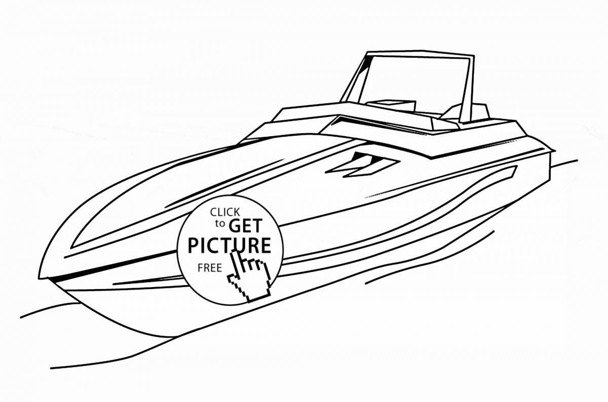 Decorated police boat coloring page