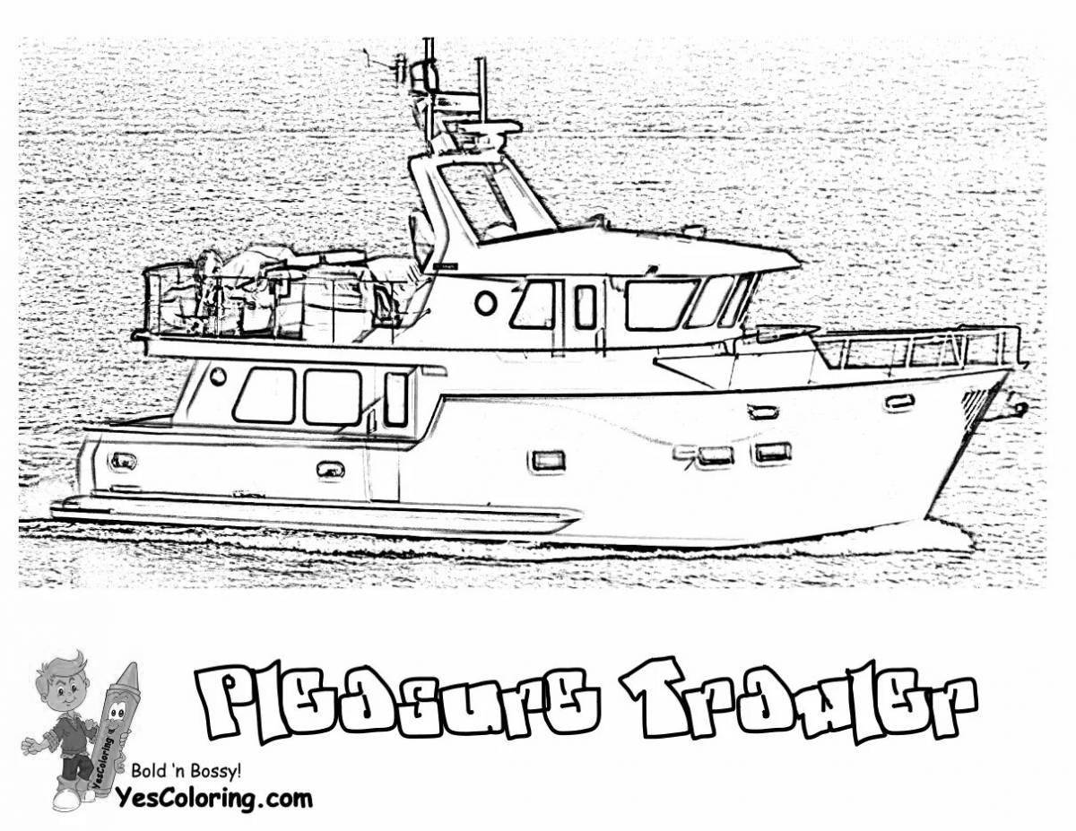 Great police boat coloring page