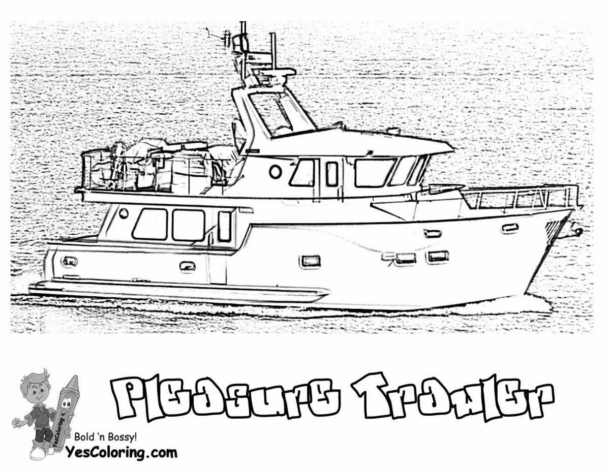 Photo Great police boat coloring page