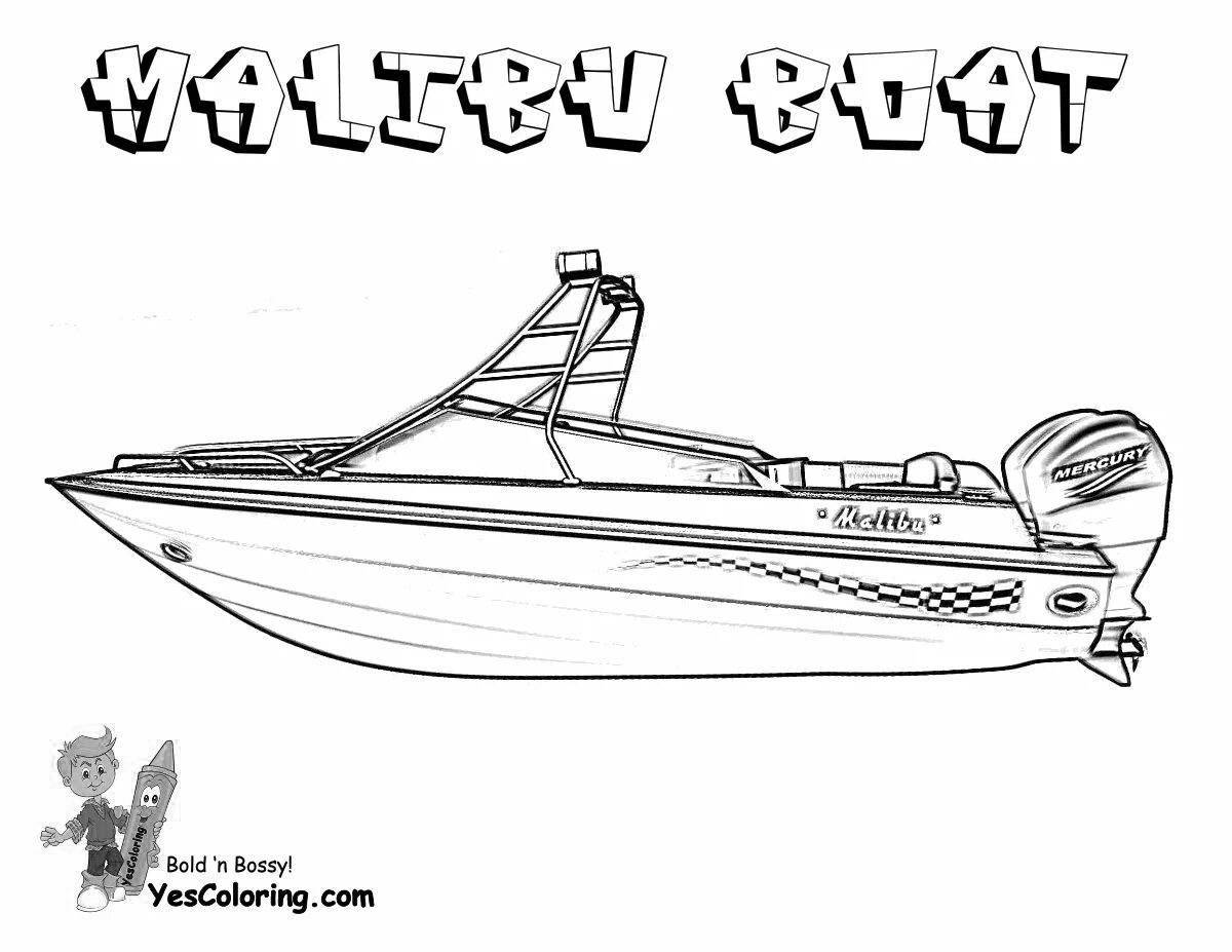 Bright colored police boat coloring page