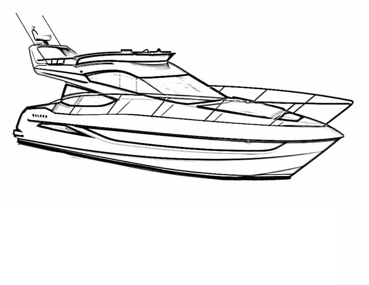 Colorfully illustrated police boat coloring page