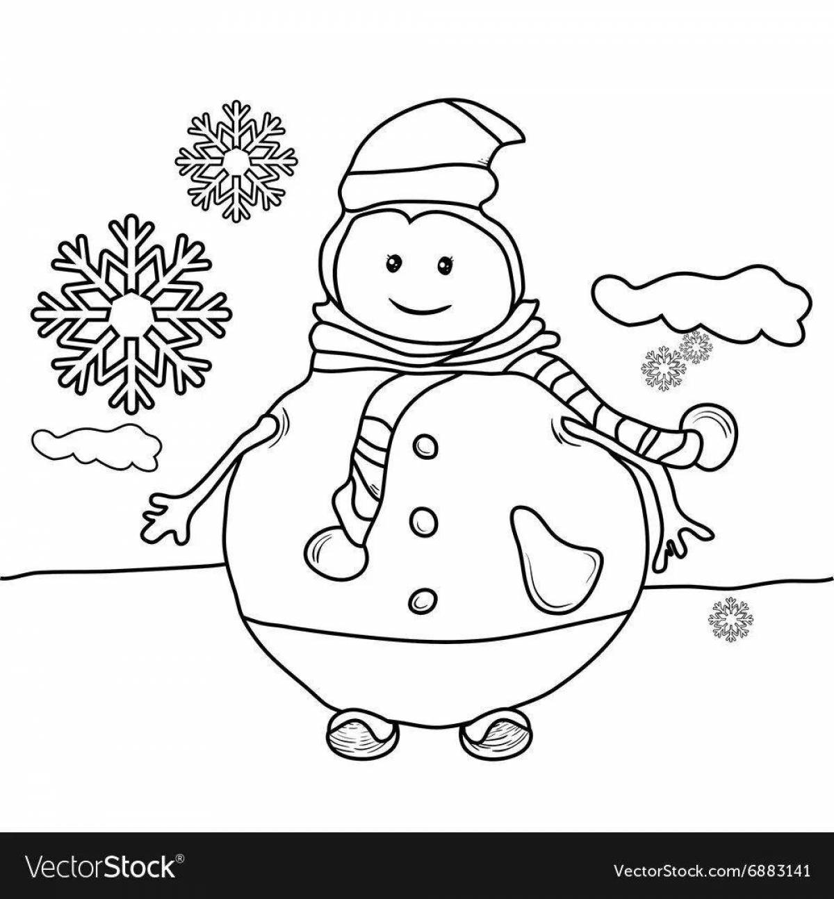 Coloring book joyful snowball