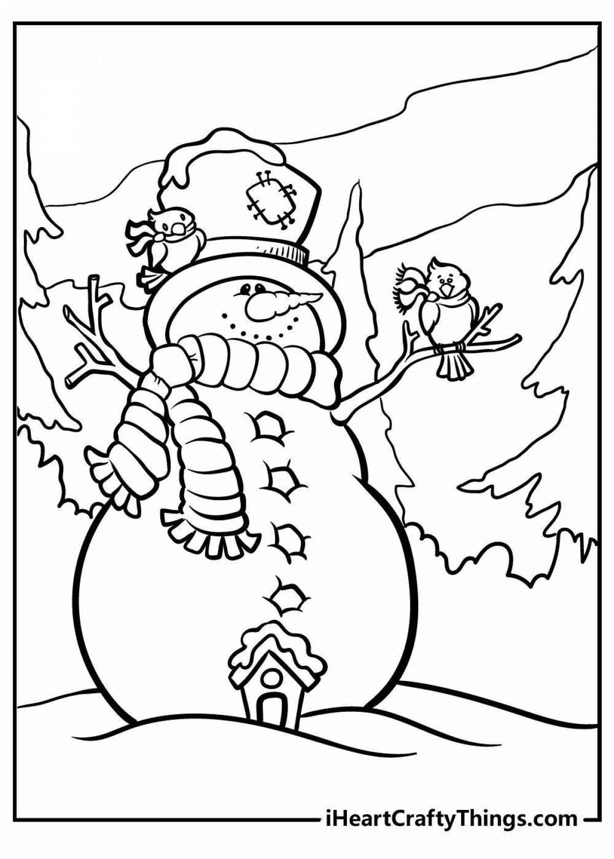 Playful snowball coloring page