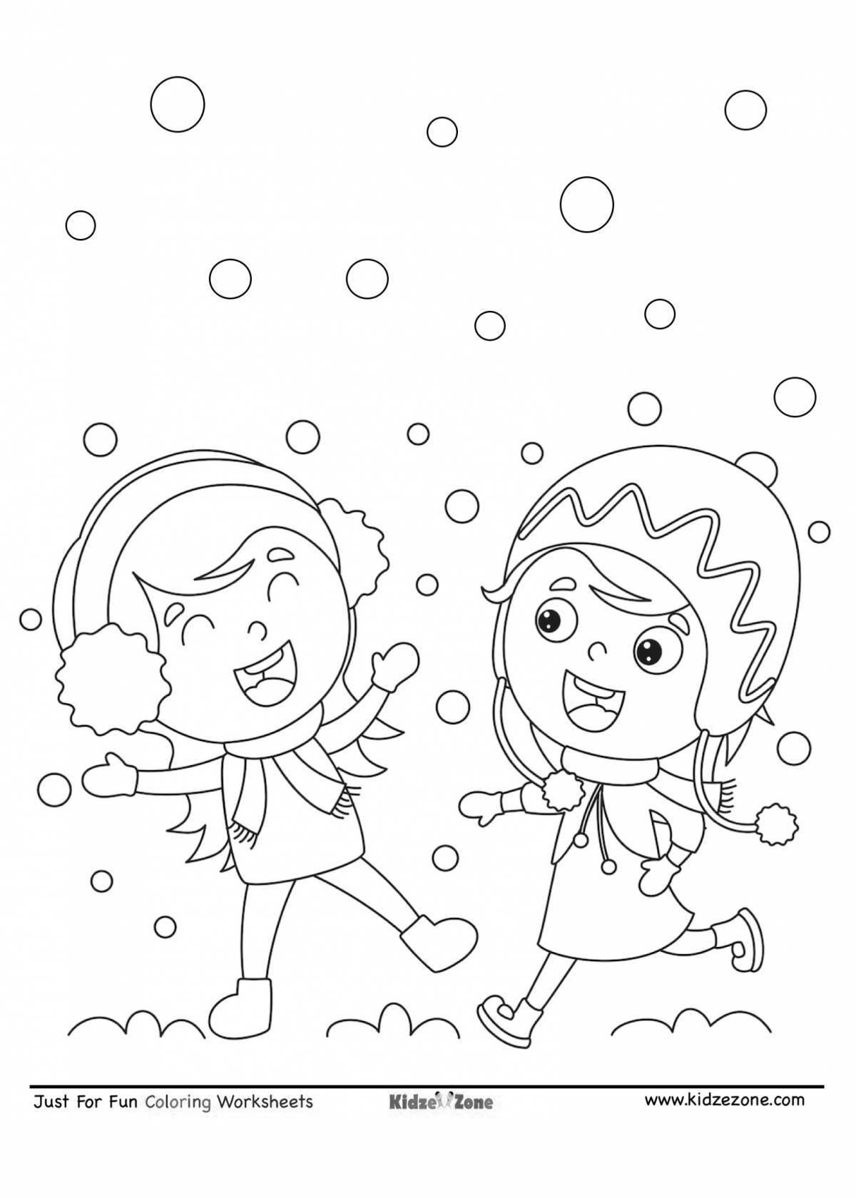 Glittering snowball coloring book