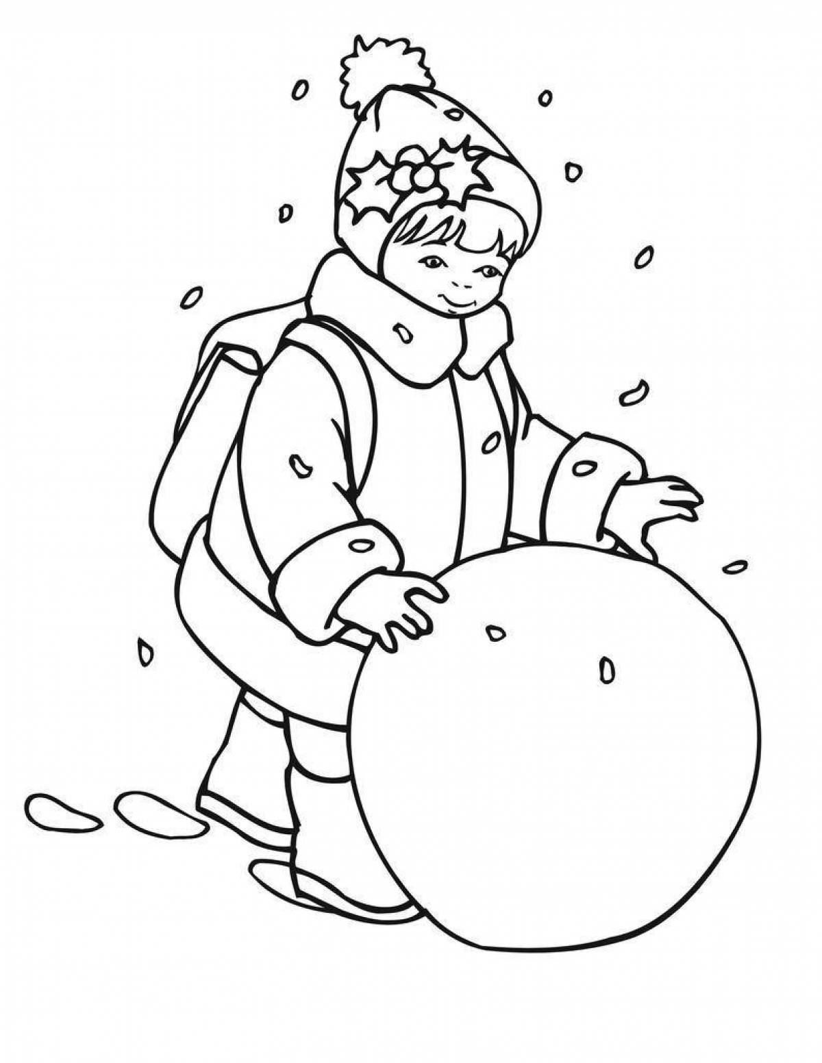 Witty snowball coloring page