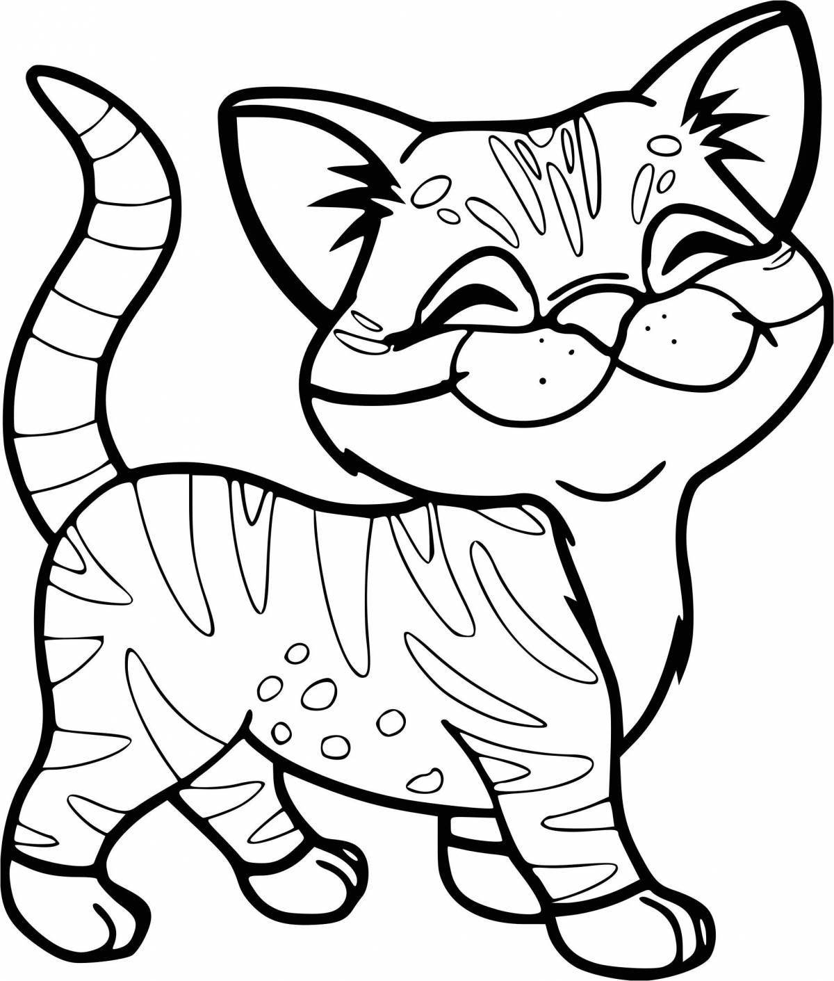 Playful year of the cat coloring page