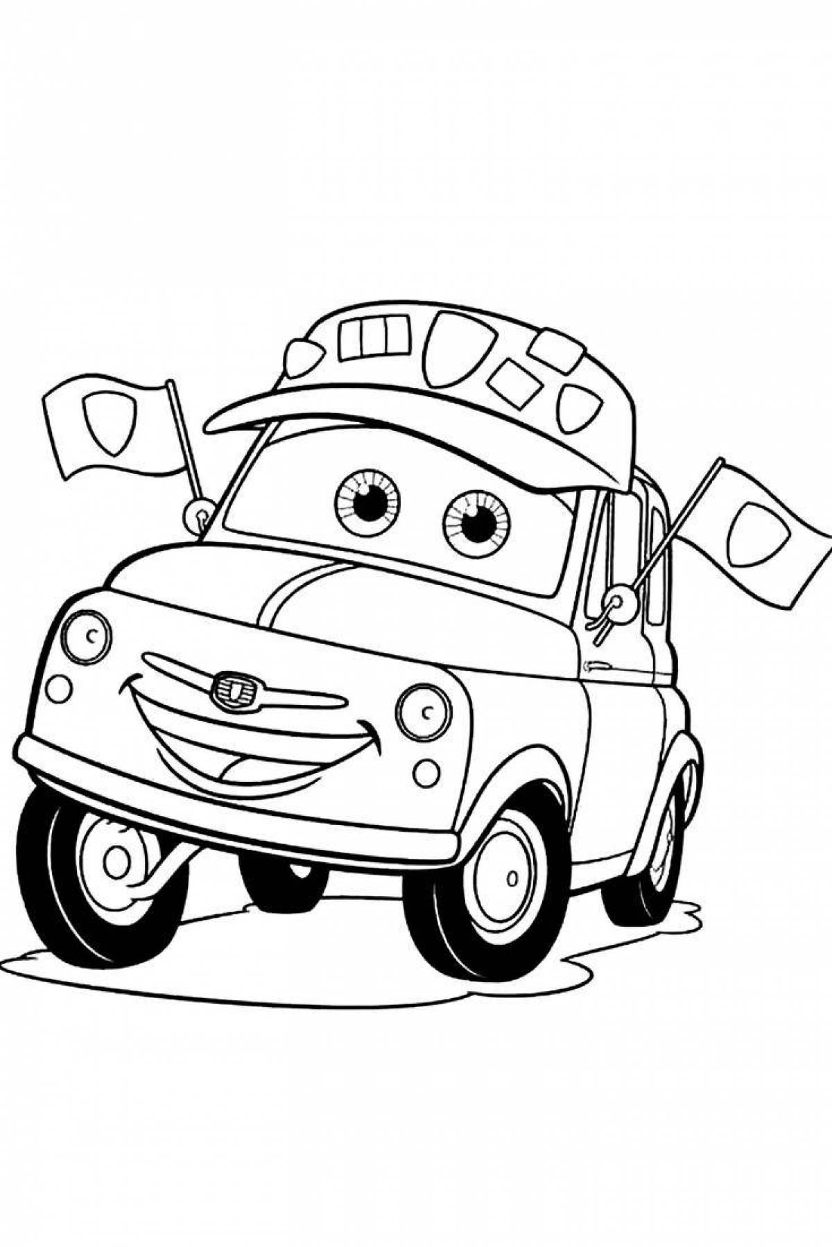 Coloring cartoon colorful cars