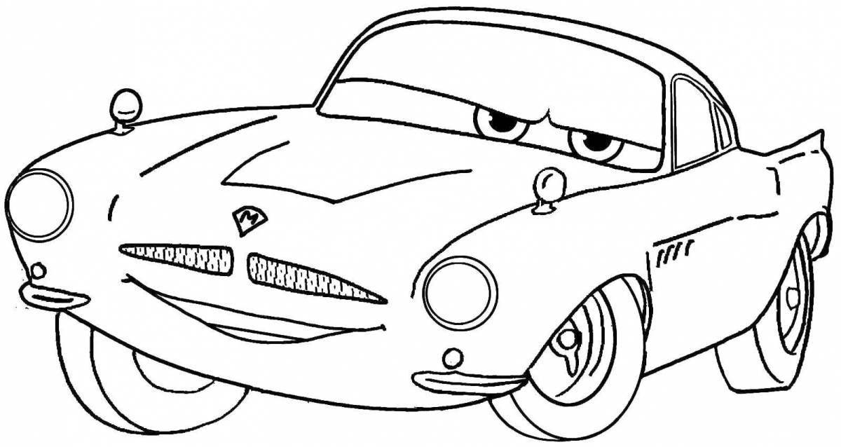 Playful cartoon car coloring page