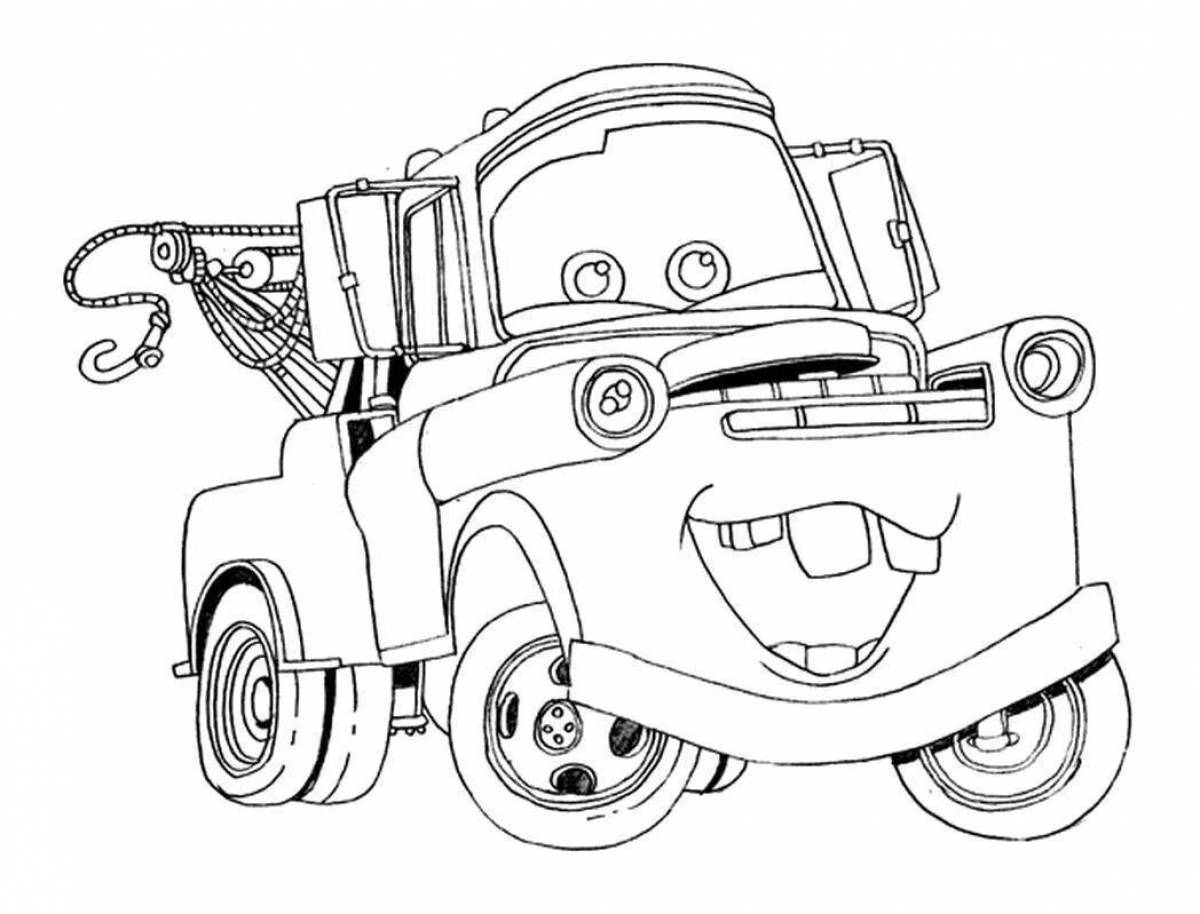 Funny cartoon cars coloring book