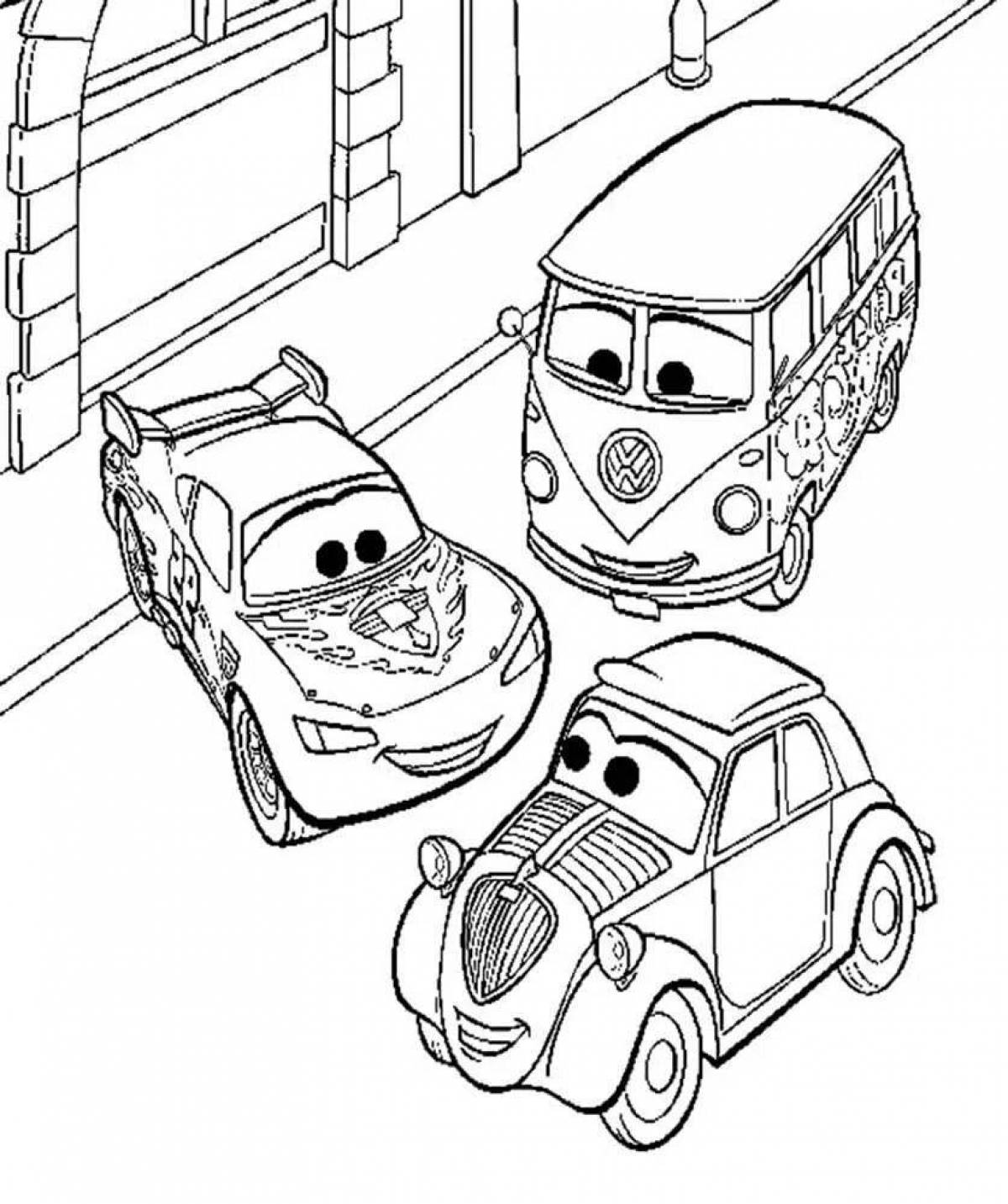 Coloring quirky cartoon cars