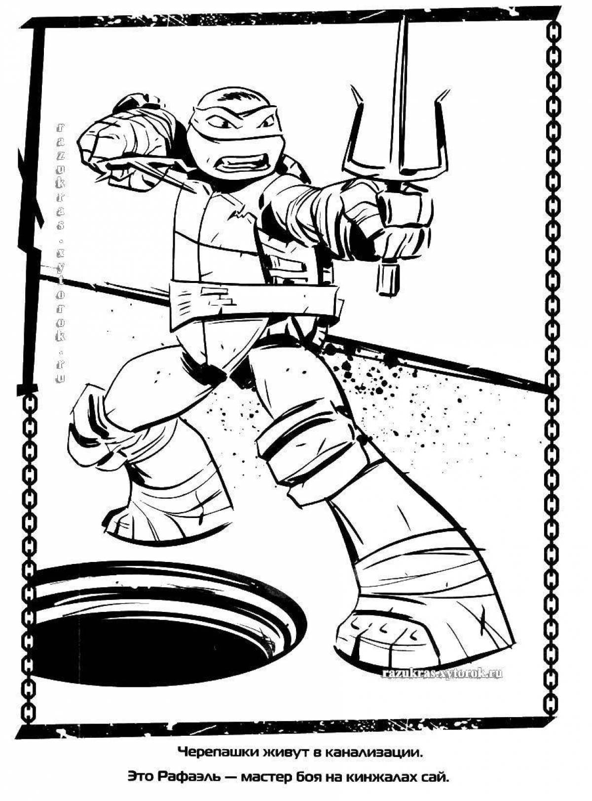 Coloring page glamor turtle raphael