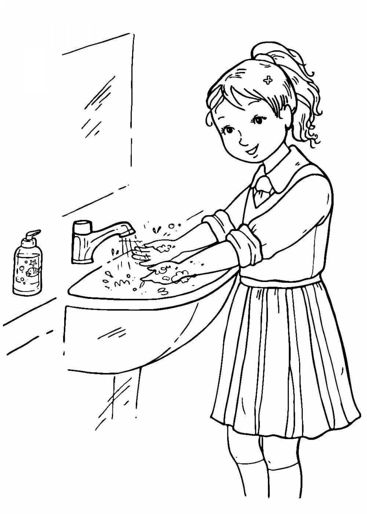 Colorful coloring page I wash my face