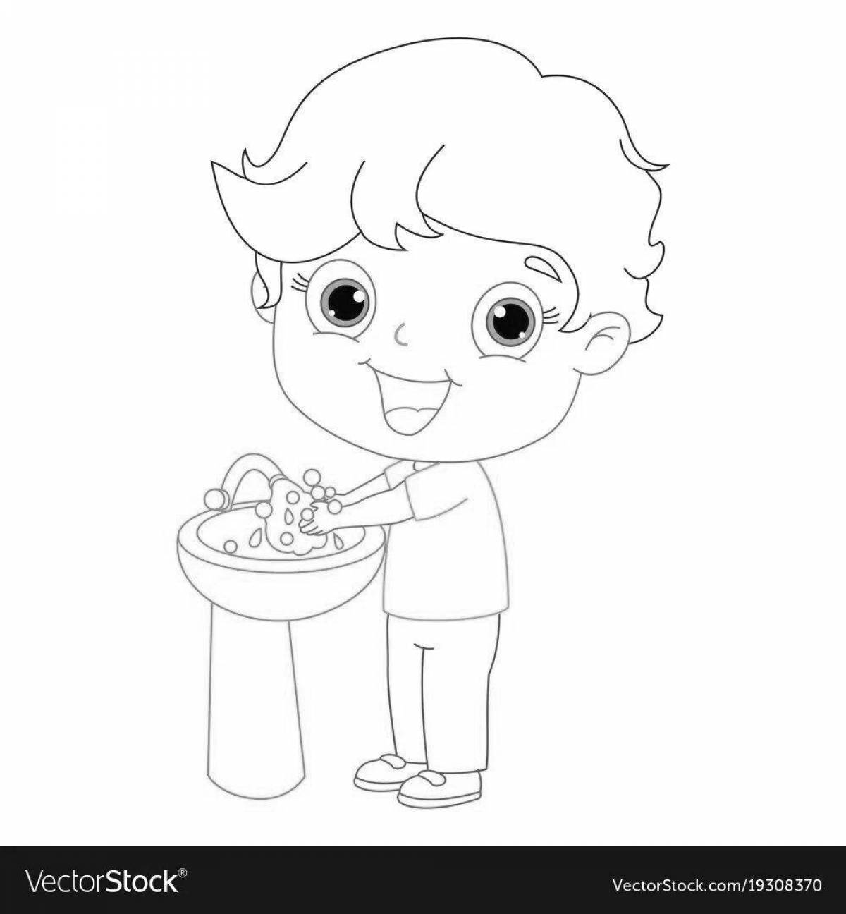 Fun i wash my face coloring page