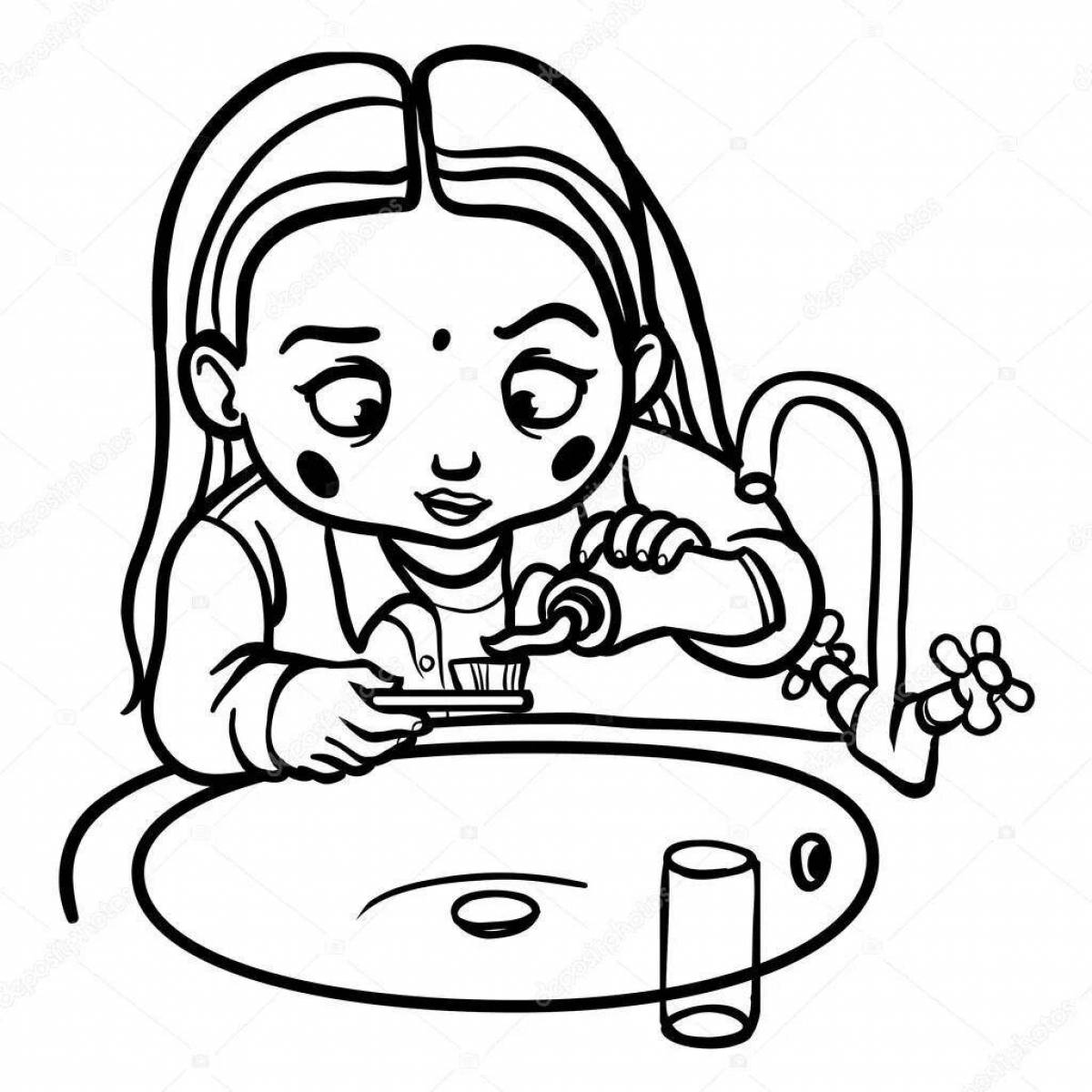 I wash my face coloring page