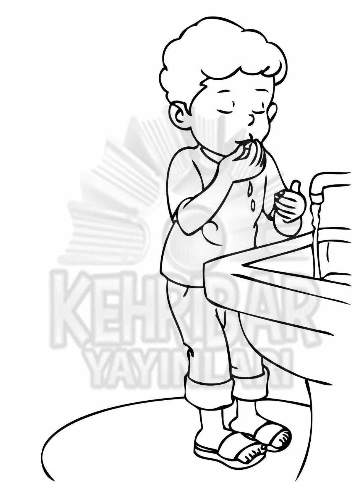 Dazzling i wash my face coloring page