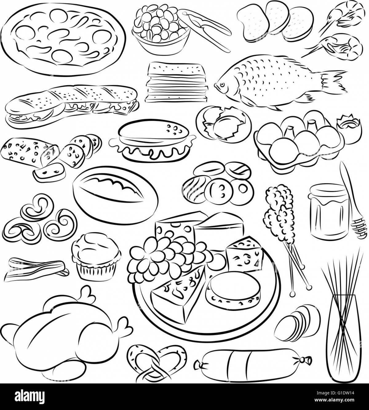 Photo Coloring page lively national dishes