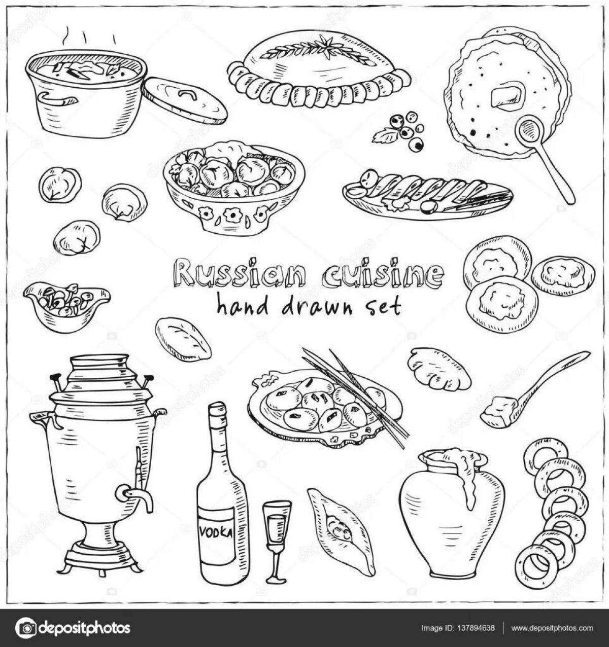 Coloring page unique national dishes