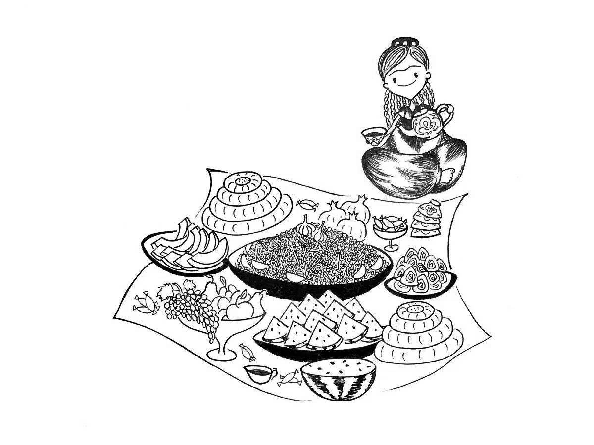 Coloring book gourmet national dishes