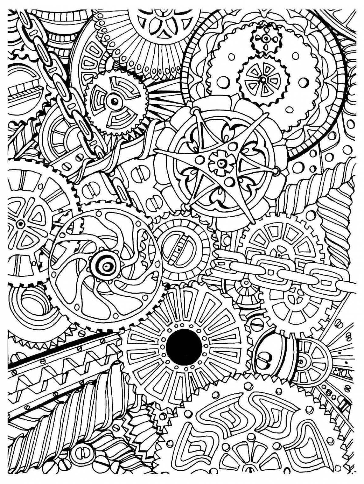 Animated large anti-stress coloring book