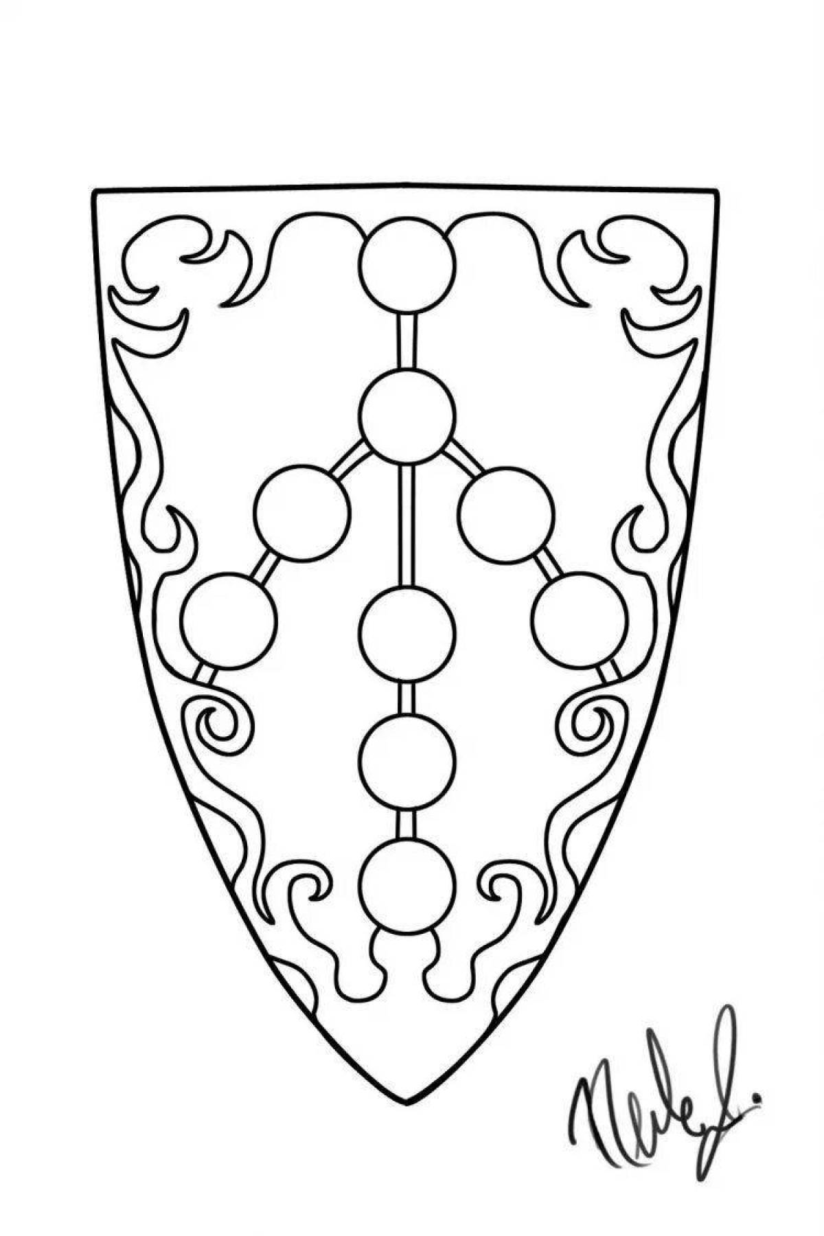 Large shield of the hero coloring book