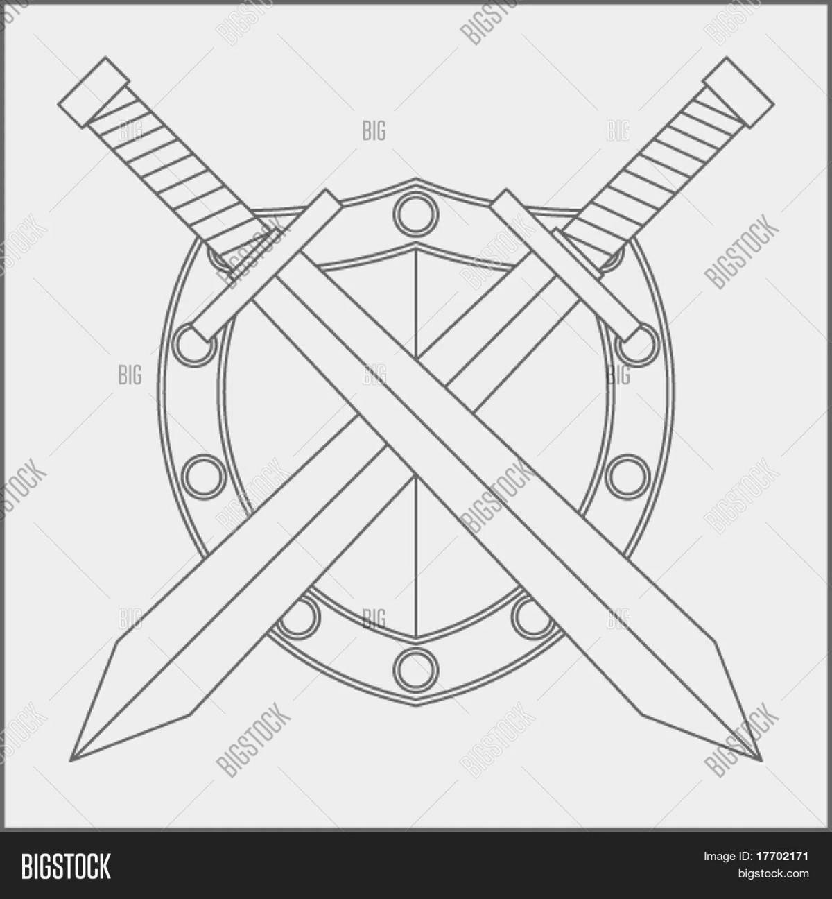 Coloring bright shield of the hero