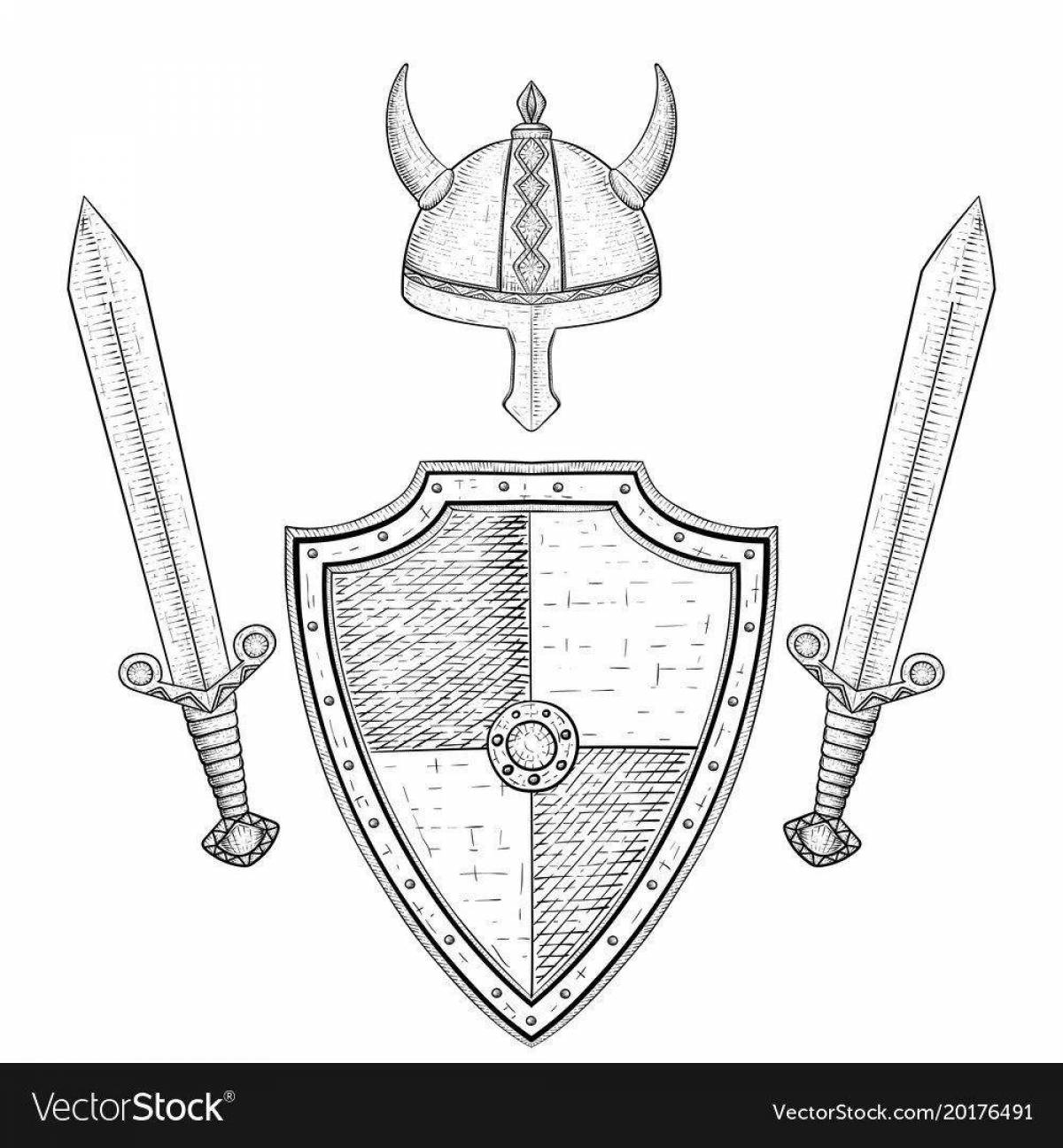 Luxurious hero shield coloring page