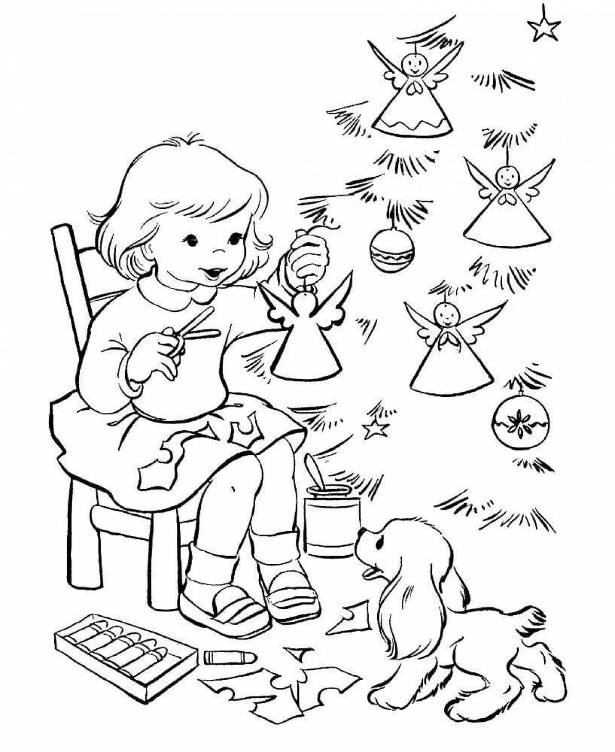 Colorful Christmas story coloring page
