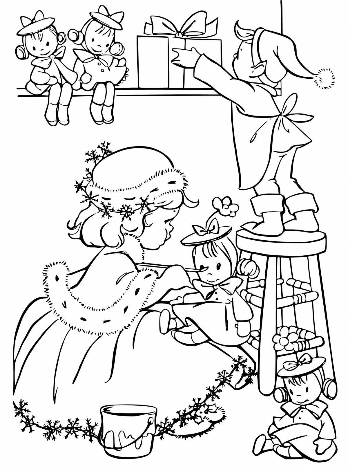 Очаровательная рождественская сказка раскраска