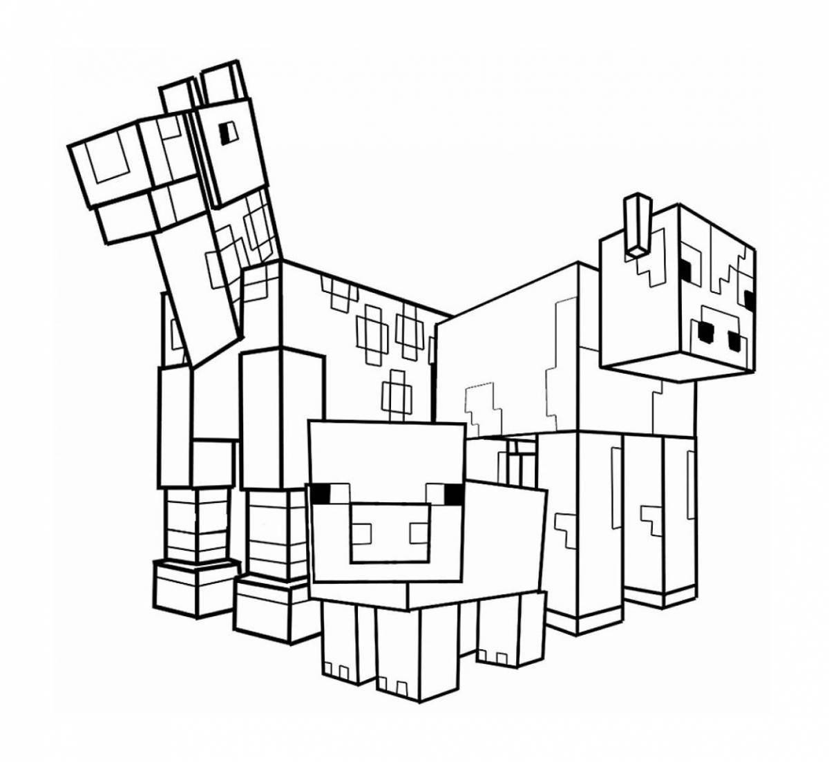 Colorful minecraft 3d coloring page