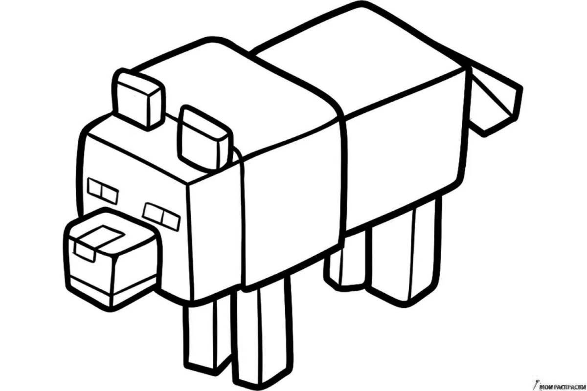 Sparkly minecraft 3d coloring page
