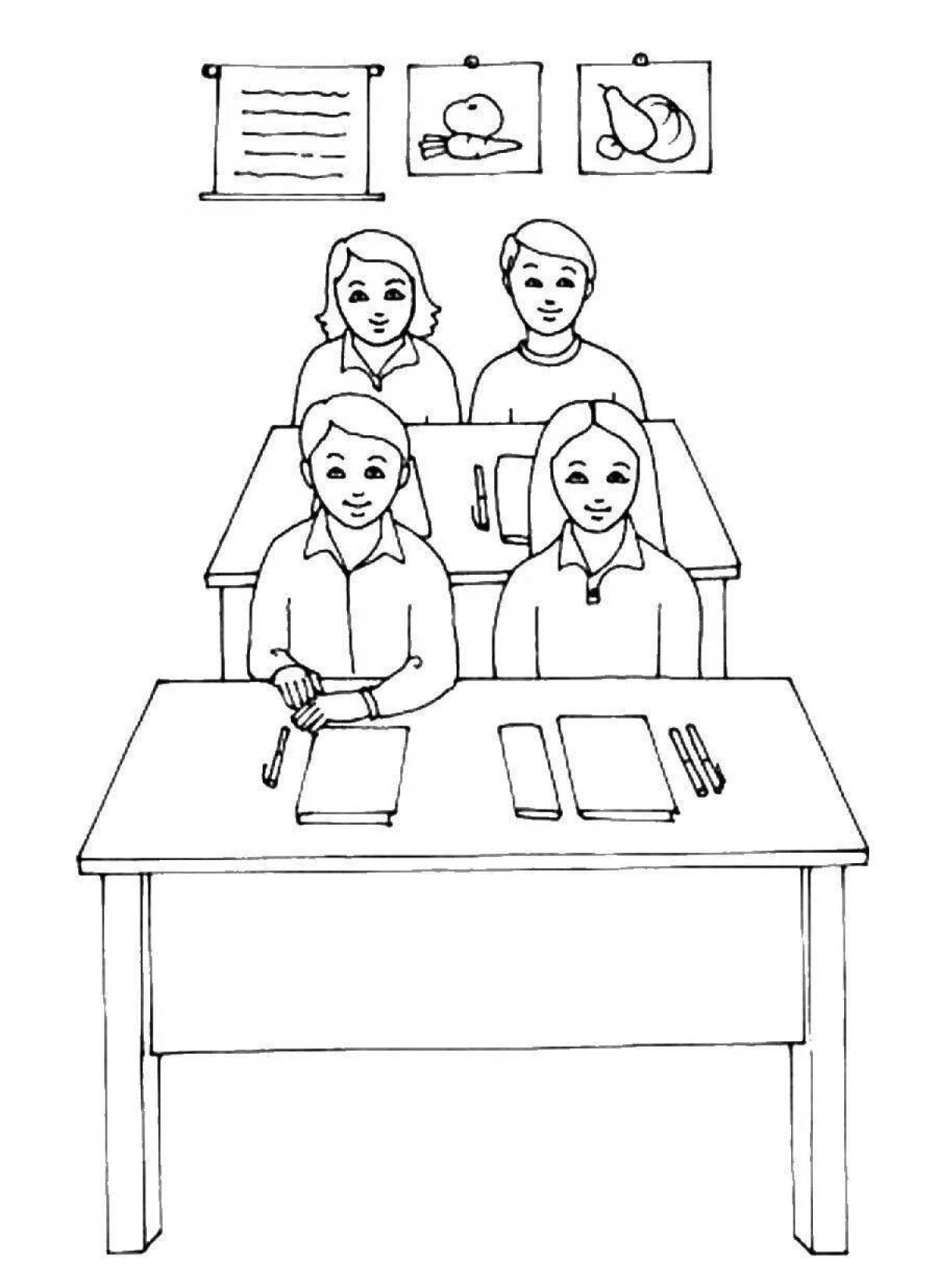 Playful school life coloring page