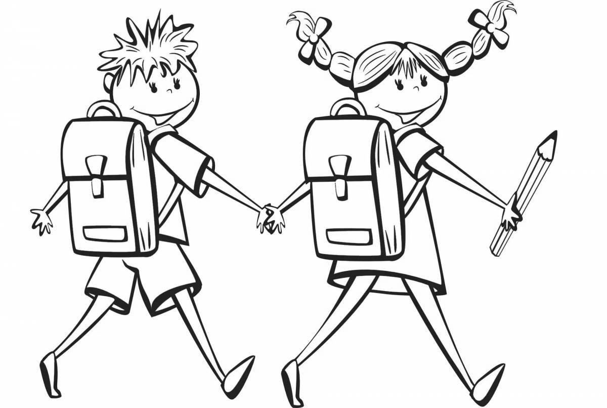 Funny school life coloring page