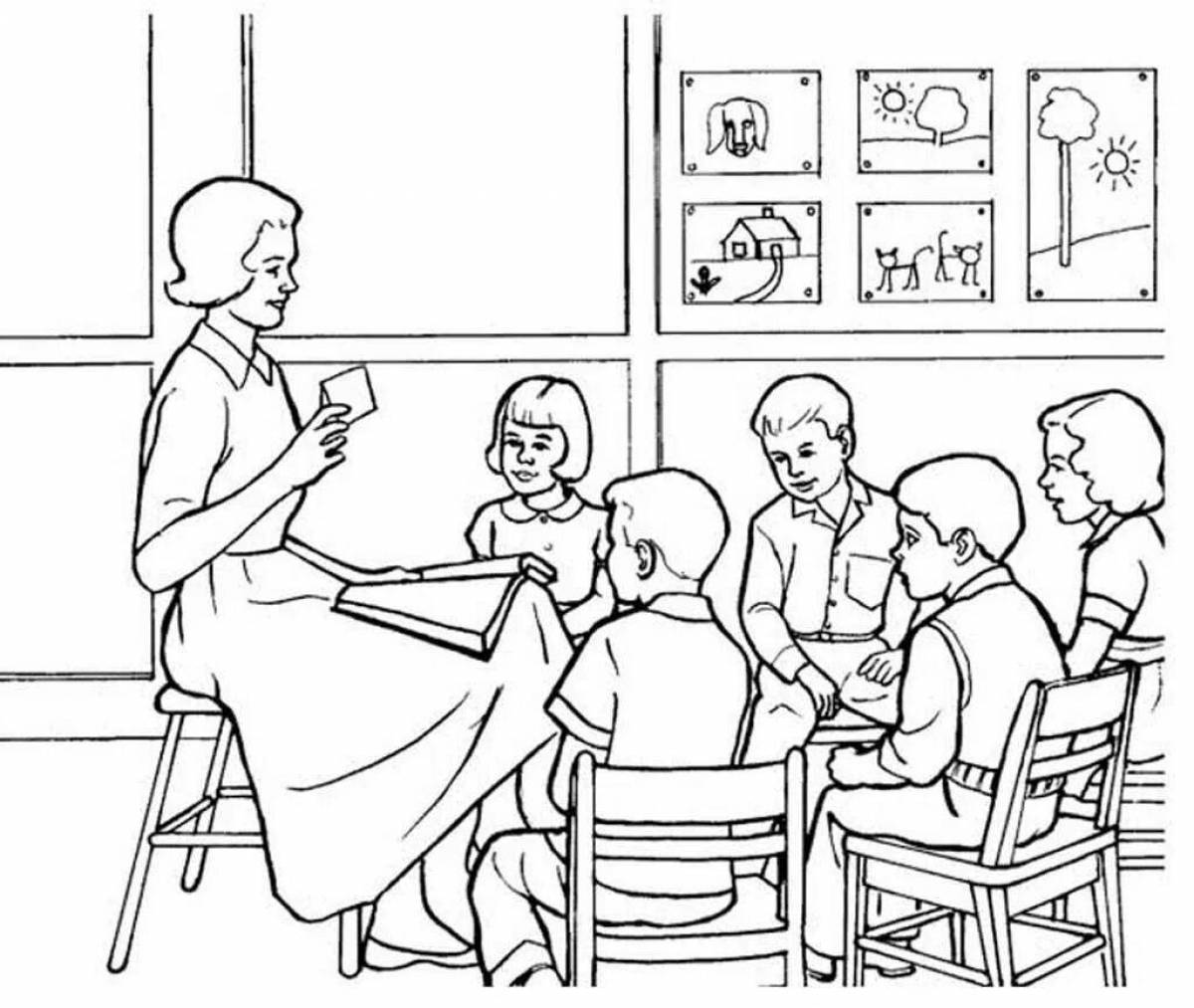 Charming school life coloring page