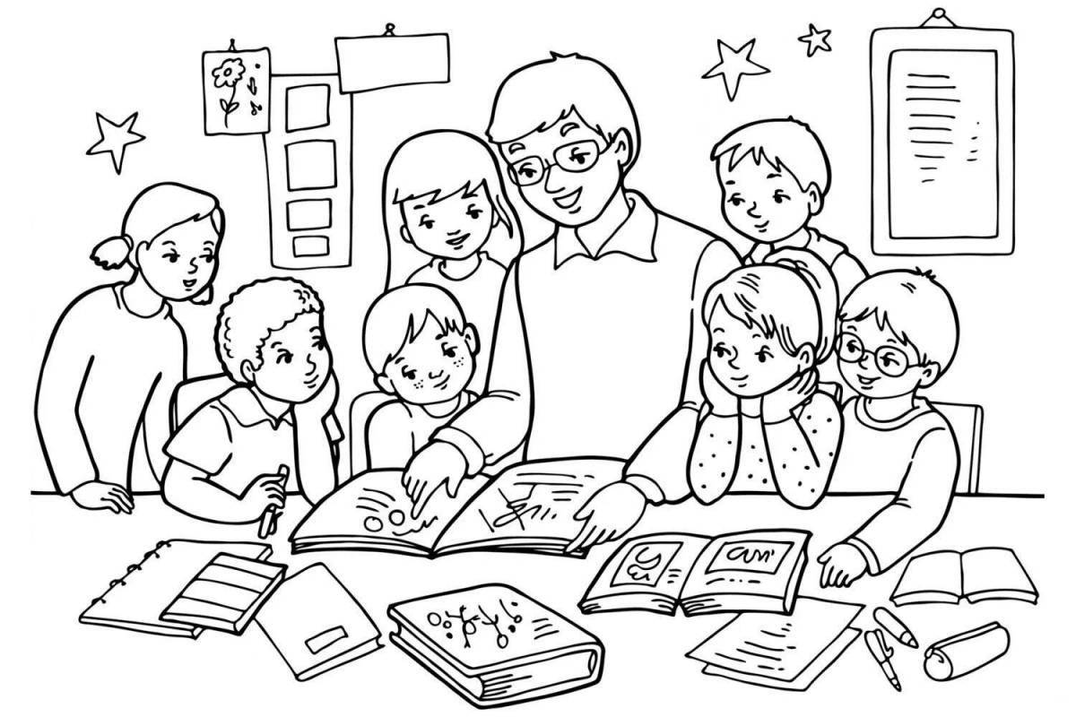 Innovative school life coloring page