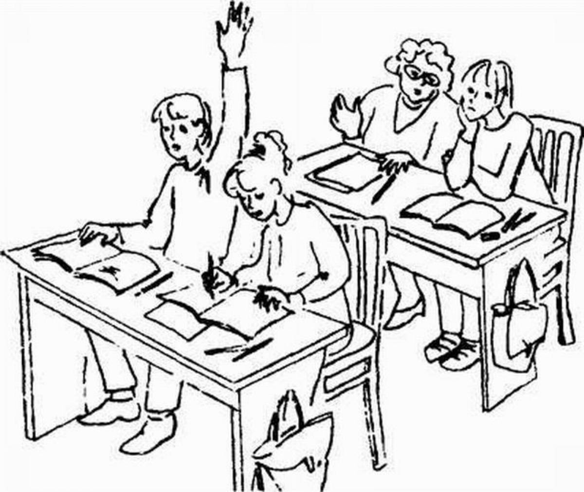 Colorful school life coloring page