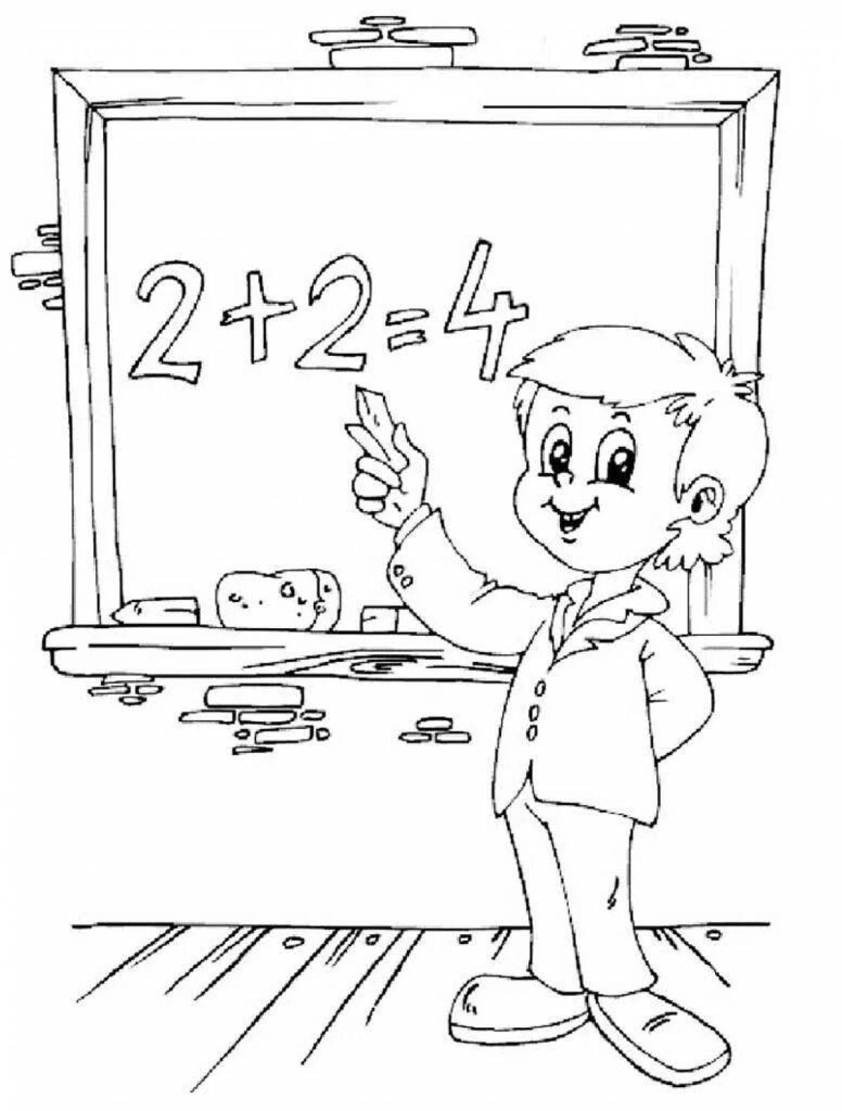 Coloring page of school life