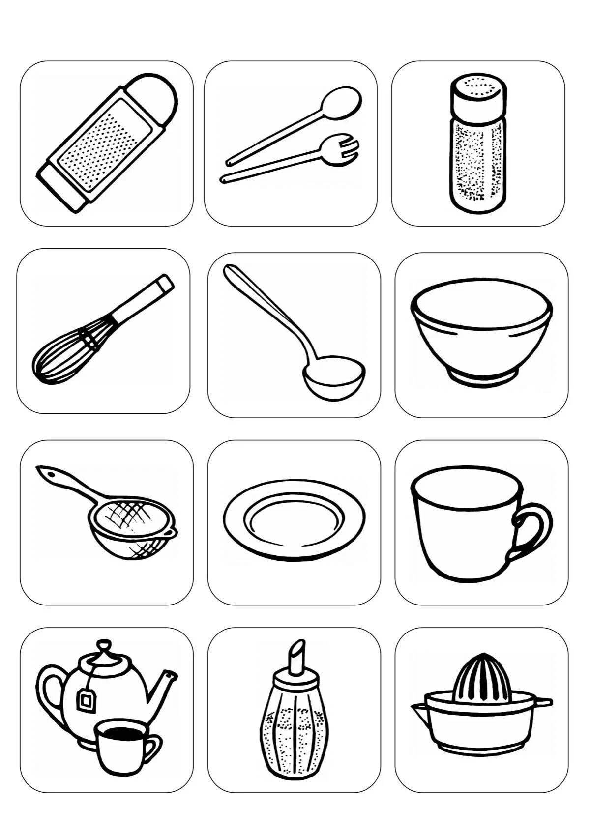 Fashion tableware coloring page
