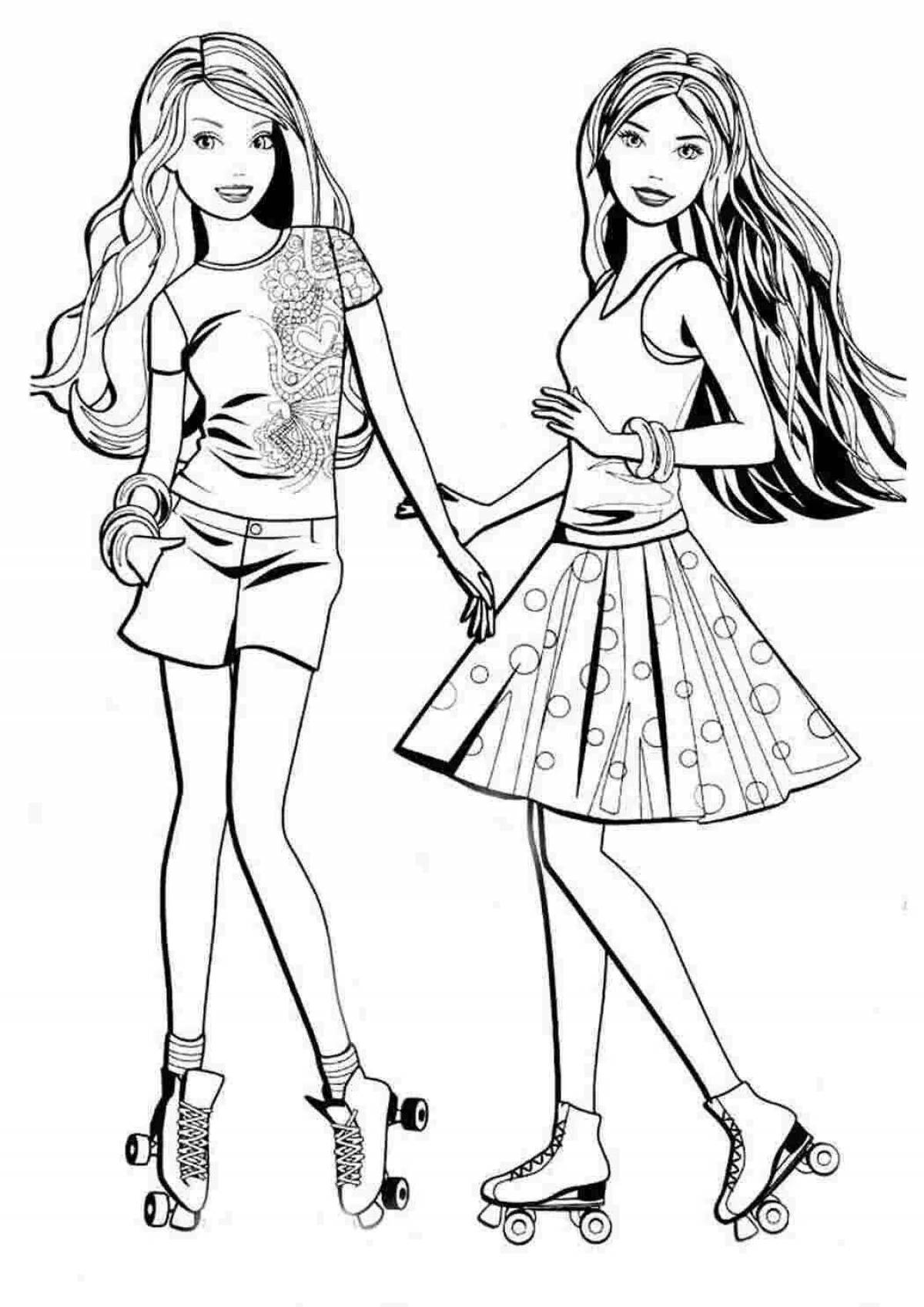 Coloring pages stylish girls - exquisite