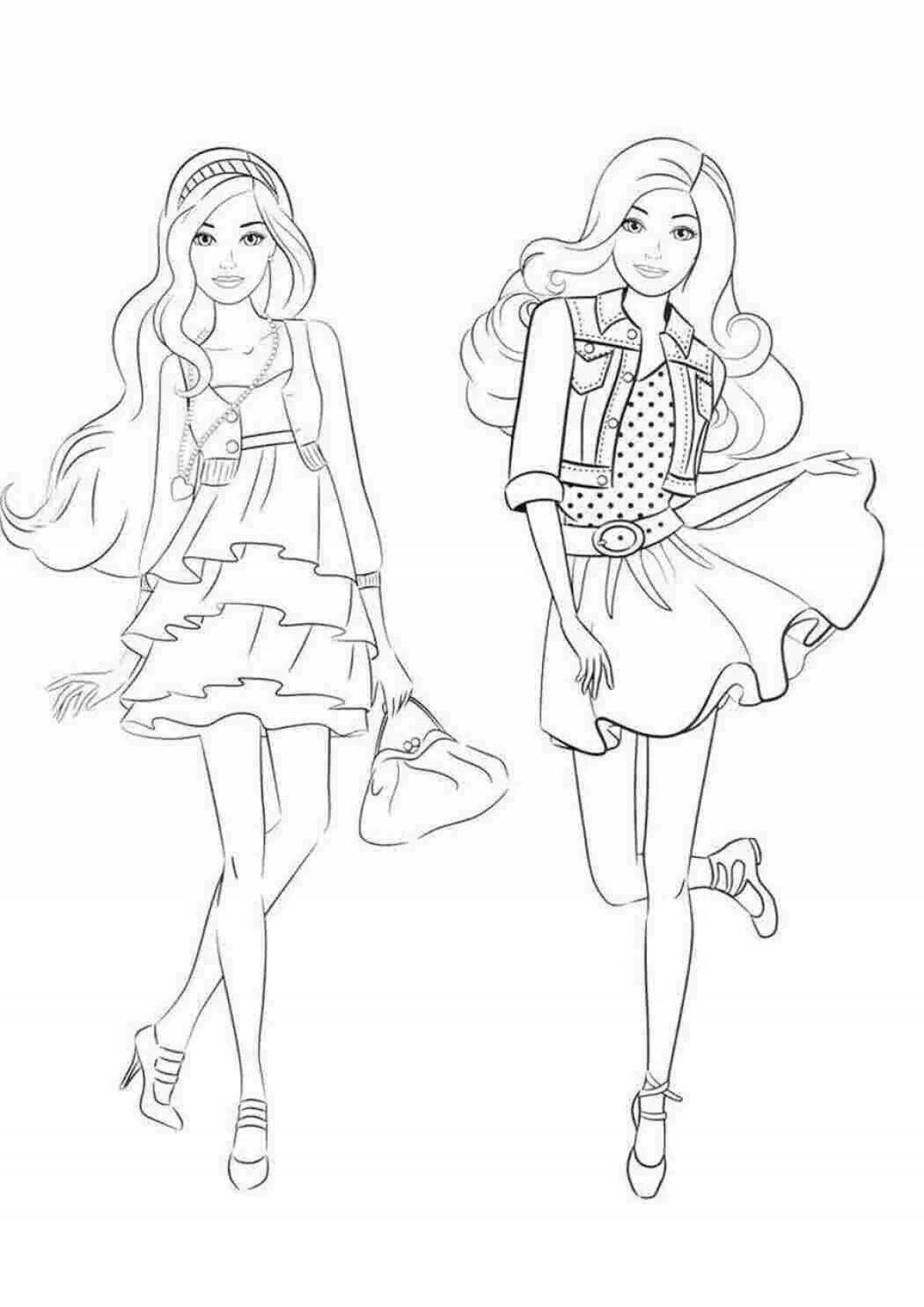 Coloring pages stylish girls - adorable