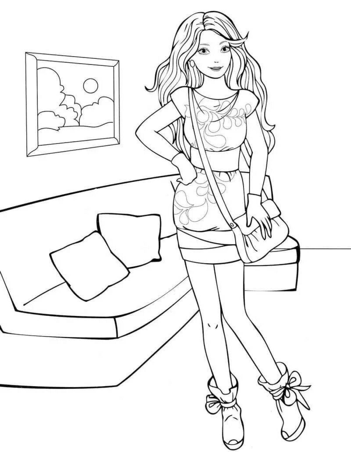 Coloring pages stylish girls - graceful
